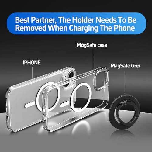 Image of Magnetic Phone Ring for MagSafe Phone Grip,Magnetic Cell Phone Stand Holder Finger Ring[Thin and Light Design] for iPhone Can Rotate 360 Degrees Compatible with iPhone12-17Series-Light Purple