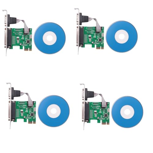 Cwmiibili 4X RS232-232 Serial Port COM & DB25 Printer Parallel Port to PCI-E PCI Express Card Adapter Converter WCH382L
