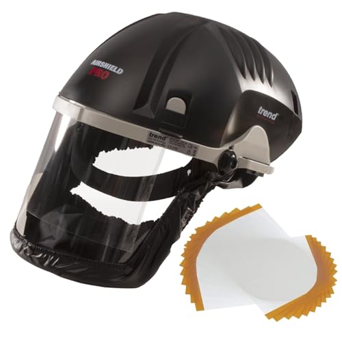Trend Airshield Pro Full Air Circulating Face Shield mit 10 x Ersatzvisier Overlays, Kompletter Staubschutz für Holzbearbeitung, AIR/PRO/D1