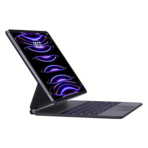 iPad Air 13 Inch Case Keyboard (M3/M2, 2025/2024) & iPad Pro 12.9 inch (3/4/5/6th Gen): Magnetic Floating Magic-Style Bluetooth Keyboard Case with Smart Trackpad, Easy-Set Floating Cantilever Stand