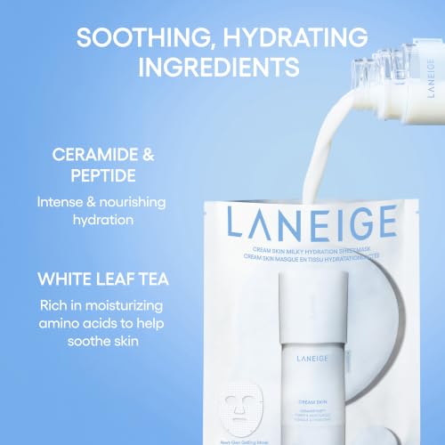 Image of LANEIGE Cream Skin Toner & Moisturizer: Lightweight Refillable Korean Milky Toner with Ceramide & Peptide for Hydration, Firming, & Barrier Support