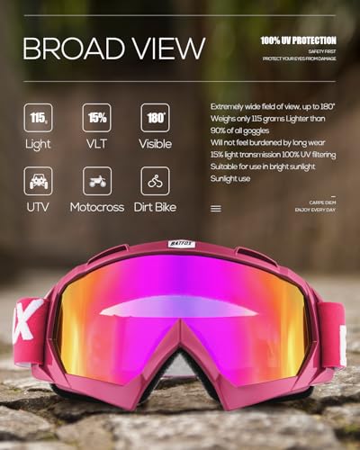 Image of BATFOX Dirt Bike ATV Goggles Motorcycle Gear Riding Motocross Dirtbike 4-Wheeler MX DH Accessories Goggles Glasses for Men Women Youth UV400 Protection Dust-proof Anti-Slip Strap