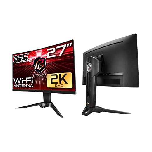 ASRock Curved Phantom Gaming Monitor 27 inch QHD 2560 x 1440 (2K) 165 Hz (144Hz and Higher) Wi-Fi Antenna FreeSync Premium (AMD Adaptive Sync) Built-in Speakers, PG27Q15R2A