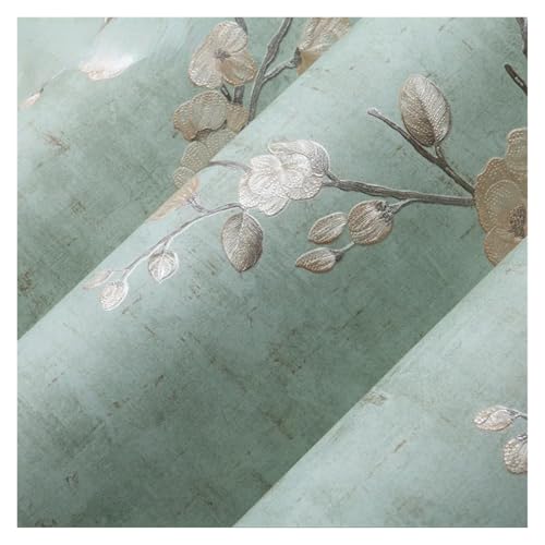 Papier peint textile vert 3.0mx53cm pour masquer les défauts