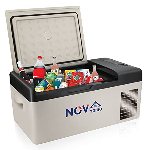 Novhome - Mini frigorifero e congelatore per auto, 15 l, compressore portatile da 12 V, mini frigorifero elettrico, per...