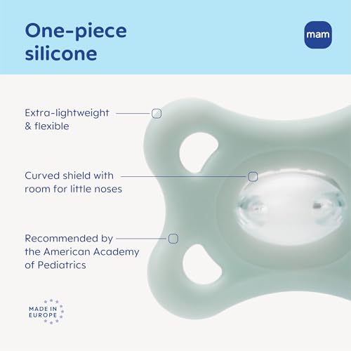 Image of MAM Comfort Baby Pacifier 3-12 Mths Lightweight One-Piece Silicone 2 Pack