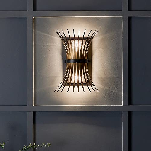 Image of Kichler Baile 16.2 Inch 2 Light Wall Sconce in Natural Brass and Black