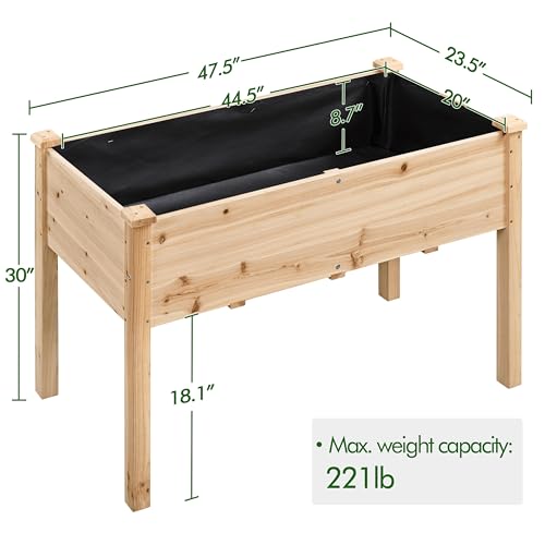 Yaheetech 1pc Raised Garden Bed 48x24x30in Elevated Wooden Horticulture Planter Box with Legs Standing Growing Bed for Gardening/Backyard...