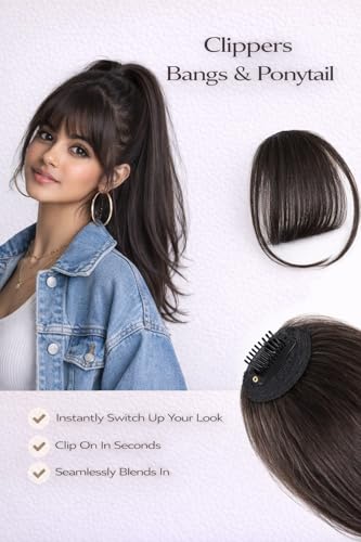 Image of Hair Bangs for Women Clip-In Bangs Hair Extensions for Women - Natural Looking Synthetic Fringe Bangs, Easy Clip Front Hair Bangs Extension, Lightweight Fake Bangs for Women