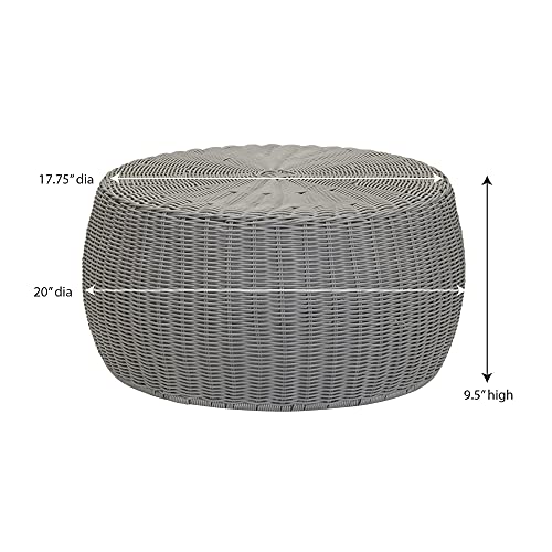 Household Essentials Gray Wicker Patio Ottoman Footstool #TOP2