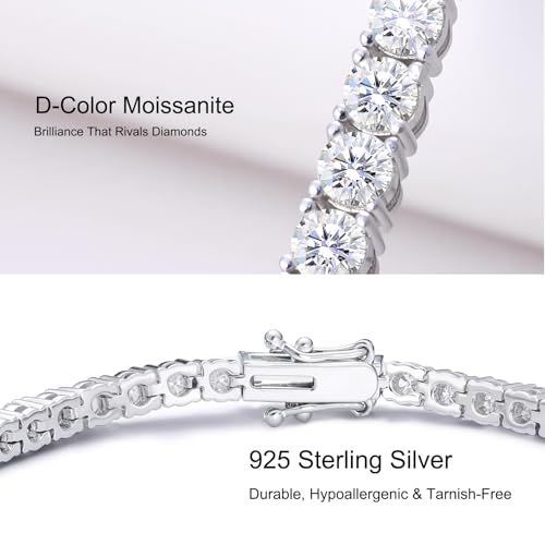 Moissanite Tennis Bracelet 3mm – 925 Sterling Silver, D Color VVS1 Moissanite Stones, Dainty Lobster Clasp Chain for Women, Stackable Gift Jewelry2
