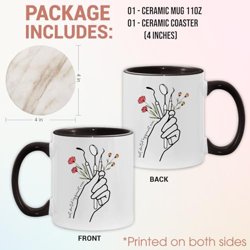 Taza de cerámica blanca 11oz para higienista dental miniatura 2