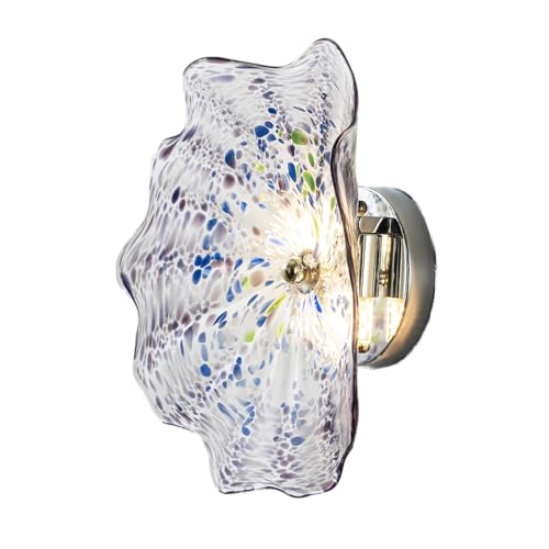 Zonstore Stained Glass Wall Sconce Wall Art Living Room Décor Blown Glass Plates Wall Lighting for Bathroom Home Bedside Bedroom 12 inches Zonstore Stained Glass Wall Sconce Wall Art Living Room Décor Blown Glass Plates Wall Lighting for Bathroom Home Bedside Bedroom 12 inches