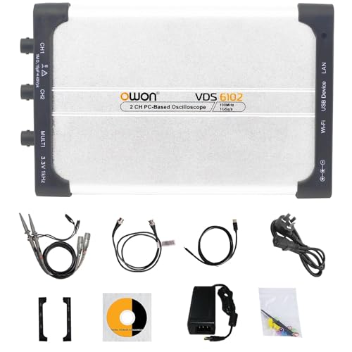Image of OWON VDS6102 USB PC Virtual Oscilloscope 2+1 (Signal Source) 100 MHz 1GSa /s 8bits ADC Portable Type-C Digital Oscilloscope, Standard SCPI Protocol Supported, LabVIEW Supported