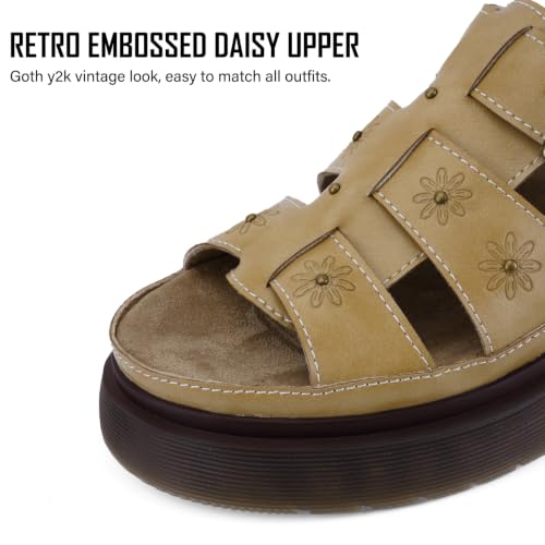Image of Platform Sandals for Women Chunky Ankle Buckle Casual Open Toe Comfortable Flower Decoration Fisherman Sandals