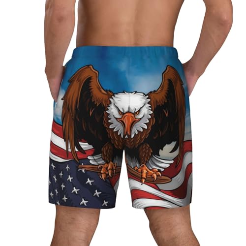 Cartoon Bald Eagle USA Funny Men's Swim Trunks Board Shorts Quick Dry-4