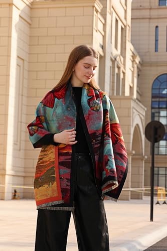 Wander Agio Winter Pashmina Shawls and Wraps Blanket Fashion Shawl Decoration Scarves for Women Handmade Embroider Paisley Scarf4