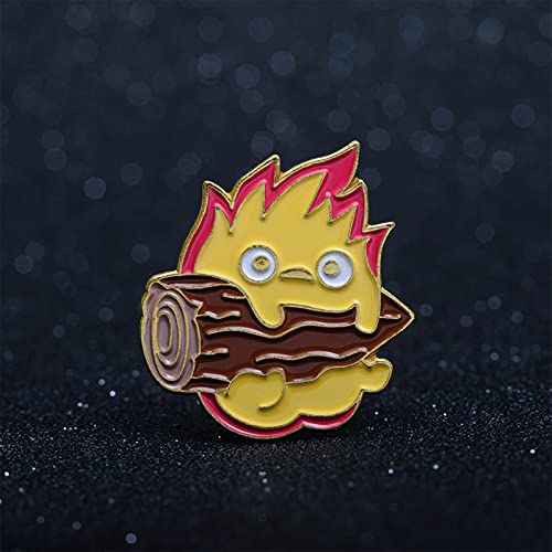 Image of Lovely Cartoon Ball of Fire Calcifer Brooch Pin Badge for Anime Movie Fans Collection Memorial Jewelry