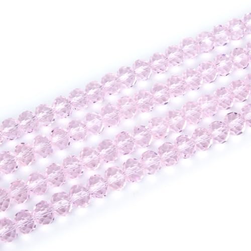 Image of 200pcs Czech Faceted Rondelle Crystal Glass Beads 6mm Bulk Light Rose Pink