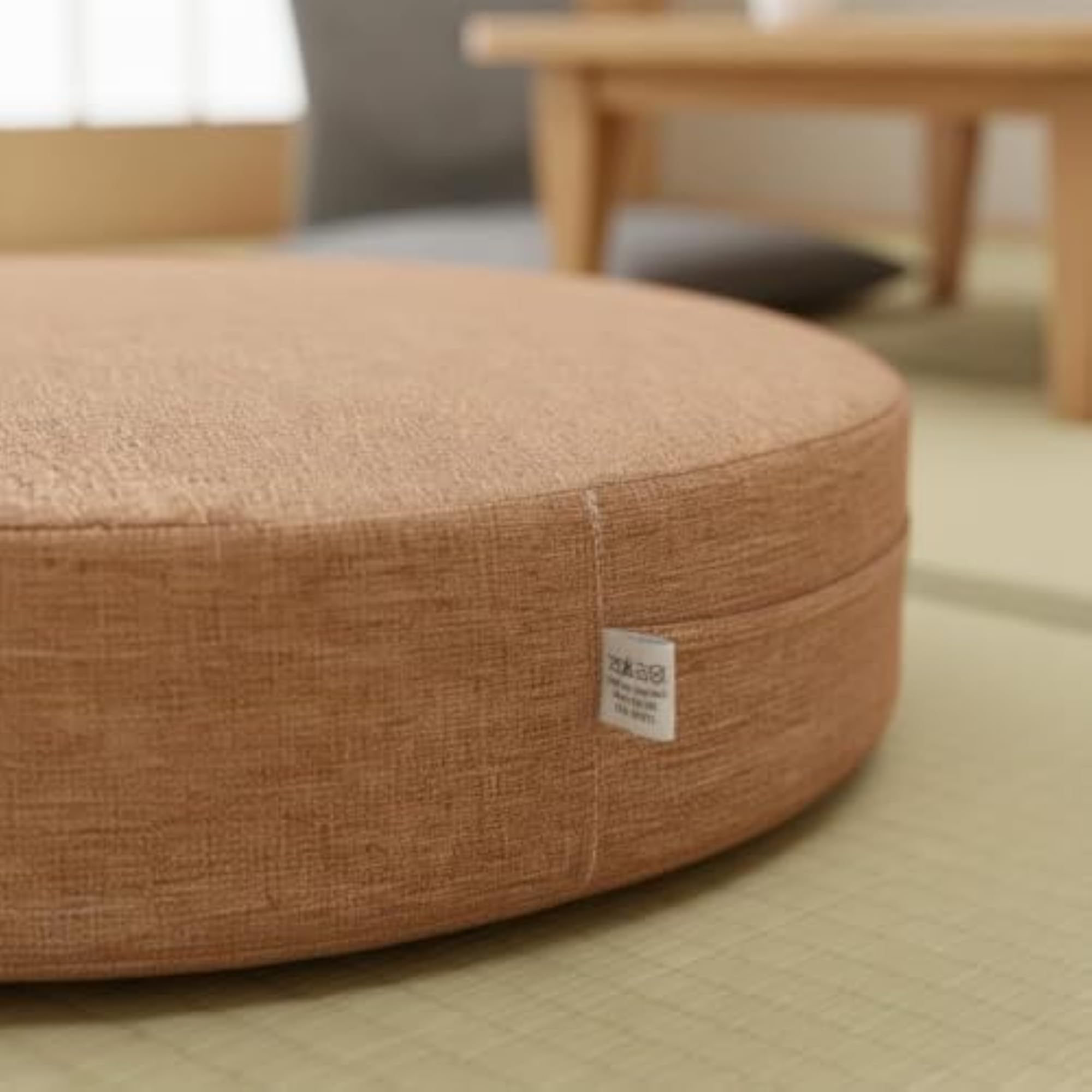Japanese Tatami Round Meditation Cushion, Removable Cover