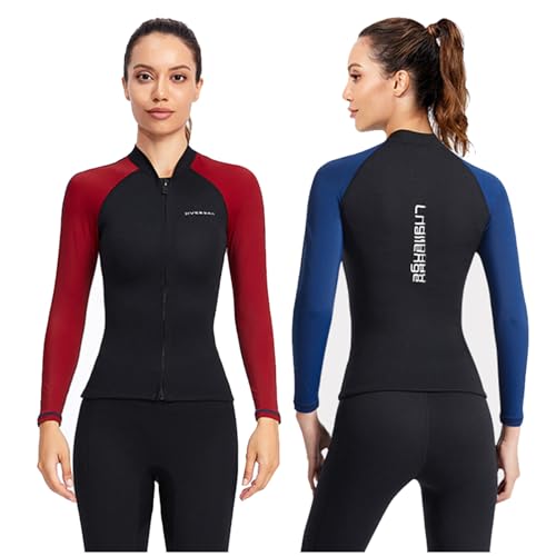 Chaqueta de traje de neopreno 1.5mm para hombres y mujeres con mangas largas para buceo, natación, snorkel y surfing miniatura 2