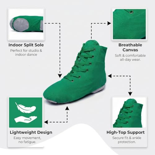 Image of MSMAX Womens Jazz Dance Boots Lace Up High Top Character Shoes for Women - Ankle Boots for Jazz, Theater, Stage Performance & Costume
