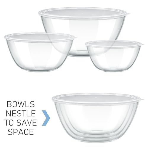 Juego de 3 tazones de vidrio con tapa 4.4, 2.7 y 2.1 QT miniatura 5