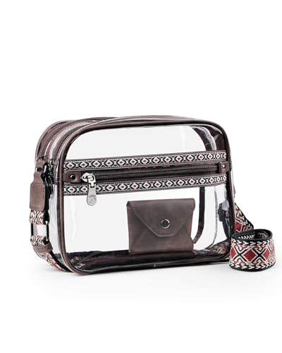 Image of FADEON Clear Bag for Stadium Events, Clear Crossbody Bag, Transparent Purse | Double-Zipper Clear Crossbody Meets 12 inchx12 inchx6 inch Stadium, Reinforced Straps, Waterproof for Concerts, Sports & Festivals