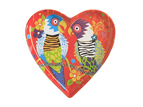 Maxwell & Williams Love Hearts Heart Shaped Side Plate with Tiger Tiger Design, Gift Boxed, Porcelain, Red, 15.5 cm