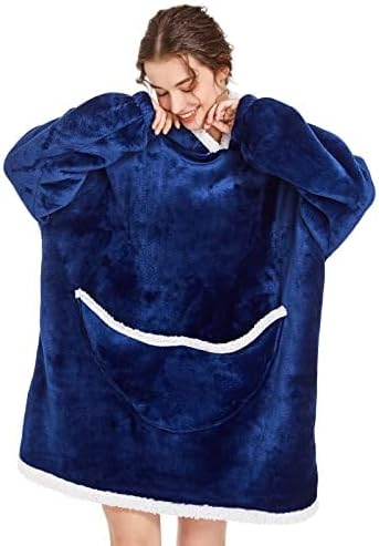 Lushforest Oversized Blanket Hoodie, Wearable Hooded Blanket, Soft Sherpa Fleece Snuggle Blanket Hoodie Adult, Warm Throw Blanket Sweatshirt Robe for Women Men Teens