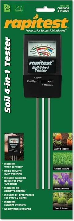 4-in-1 Soil Analysis Tool: pH, Moisture, Fertility & Light Indicator