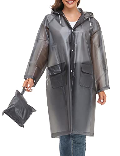 Image of Raincoats for Women Men Reusable Portable Waterproof EVA Long Rain Ponchos with Hoods
