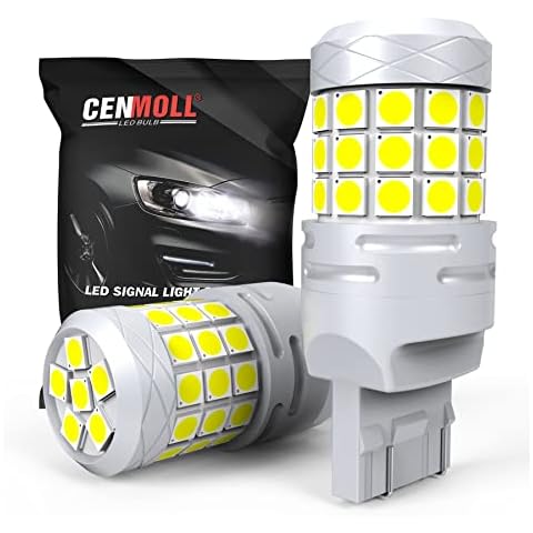 Cenmoll 7443 W21/5W LED Bulb White, Super Bright 40W 2000LM 12V-24V Canbus Error Free 580 7443 W21/5W Bulb for Car Backup Reverse Parking Light Turn Signal Brake Tail Lights, Pack of 2 Cover