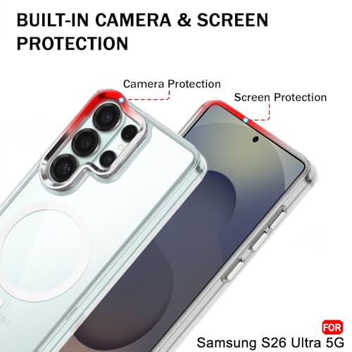 Image of TheGiftKart for Samsung S26 Ultra Case | Shockproof Hard Back Cover | Built-in Stand | Hybrid Shockproof Galaxy S26 Ultra Back Cover Case (PC & TPU, Clear Back, MagSafe Compatible, Transparent Clear)