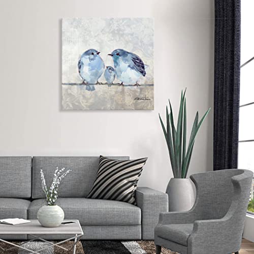 Bathroom Decor Bird Wall Art - Blue Gray Love Bird Pictures Canvas Size 20X20 #TOP4