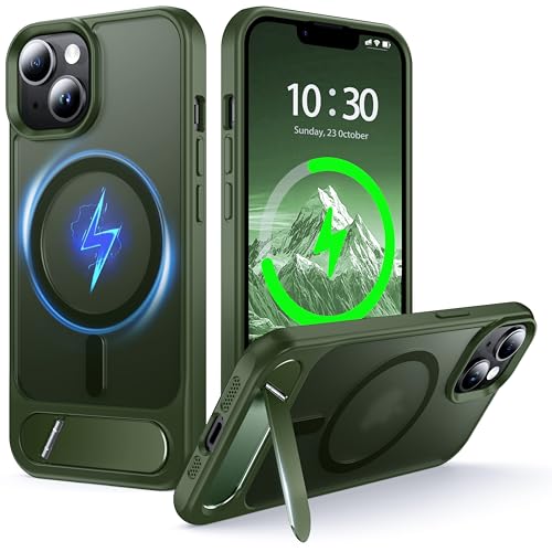 Coque antichoc iPhone 15 Plus verte : résout les chutes et charge sans fil