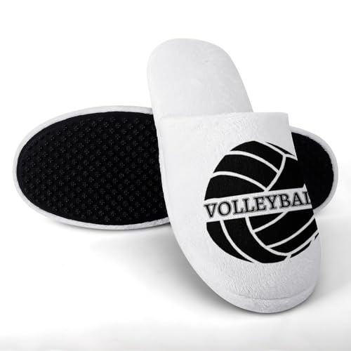 Black Volleyball Women's Slipper Non Slip Comfortable Winter Warm Home House Shoes2
