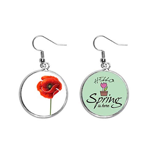 Pendientes de amapola roja joyería floral colgante y pendientes de primavera estilo arte moderno