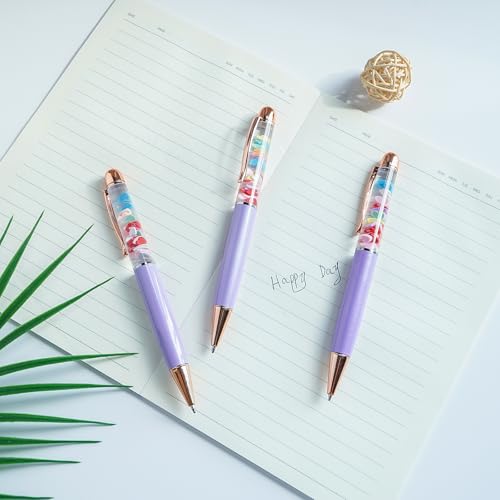 Image of Love Heart Ballpoint Pen Unique Floating Glitter Stationery Perfect Valentines Birthday Party Favor Gifts(Purple)