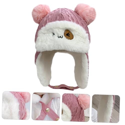 Boys and Girls Warm Beanie Hat Thick Cotton Cap for Boy Girl Adorable Cartoon Design for Outdoor Activities Birthday Christmas and Daily Use Pink4