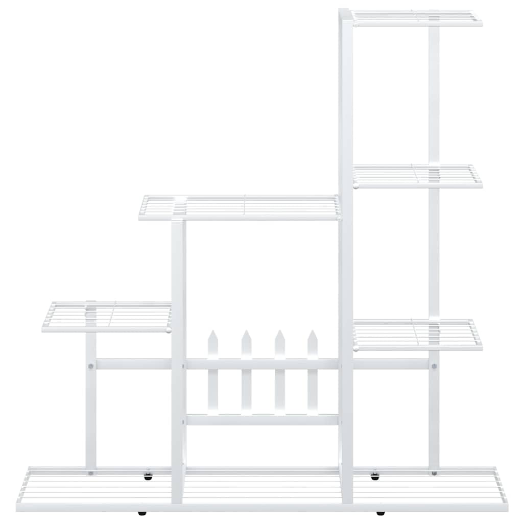Porta pianta interna supporto per piante, 94,5 x 25 x 88 cm, bianco metallo, supporto per vaso da fiori per soggiorno, ufficio, balcone, giardino