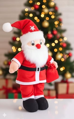 Image of Tickles Christmas Santa Claus Plush Soft Toy Soft Stuffed for Kids Room (Color: Red & White Size: 30 cm)