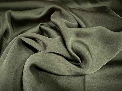 Tissu satiné tissé avec élasthanne, au mètre – Uni – Vert olive