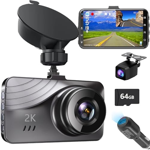 CHORTAU Dash Cam For Cars Front and Rear Full HD 1080P, Dual Dash Cam 170° Wide Angle 3.0 inch