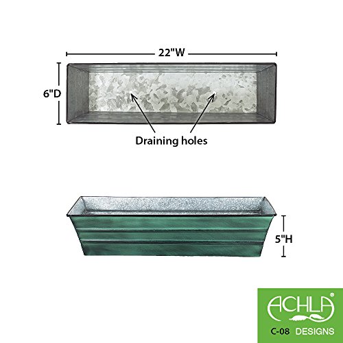 Achla Designs C-08 Small, Green Galvanized Steel Window Flower Box #TOP1