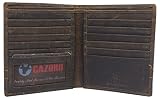 RFID Blocking Bifold Hipster Credit Card Wallet Premium Lambskin Leather (Vintage Logo Brown)
