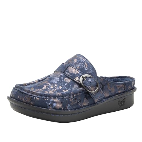 Image of Alegria Women's Brigid Leather Moc Toe Open Back Clog with Heel Cup