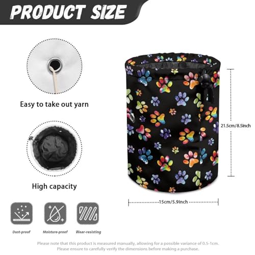 Image of Sellikakes Dog Paw Yarn Bag Knitting Storage Organizer, Crochet Bag Yarn Holder for Crocheting Project Knitting Accessories, Knitting Needles