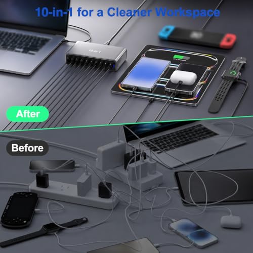 Image of CUBONIC 730W GaN Charging Hub, 10-Port Desktop Charger with 6 USB-C and 4 USB-A Ports, Multi Device Charging Station for Home, Office, Travel & Workstation Setup (730 W)