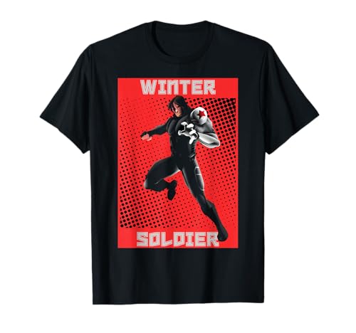 T-shirt Winter Soldier Marvel imprimé durable halftone pop art anti-déformation et doux